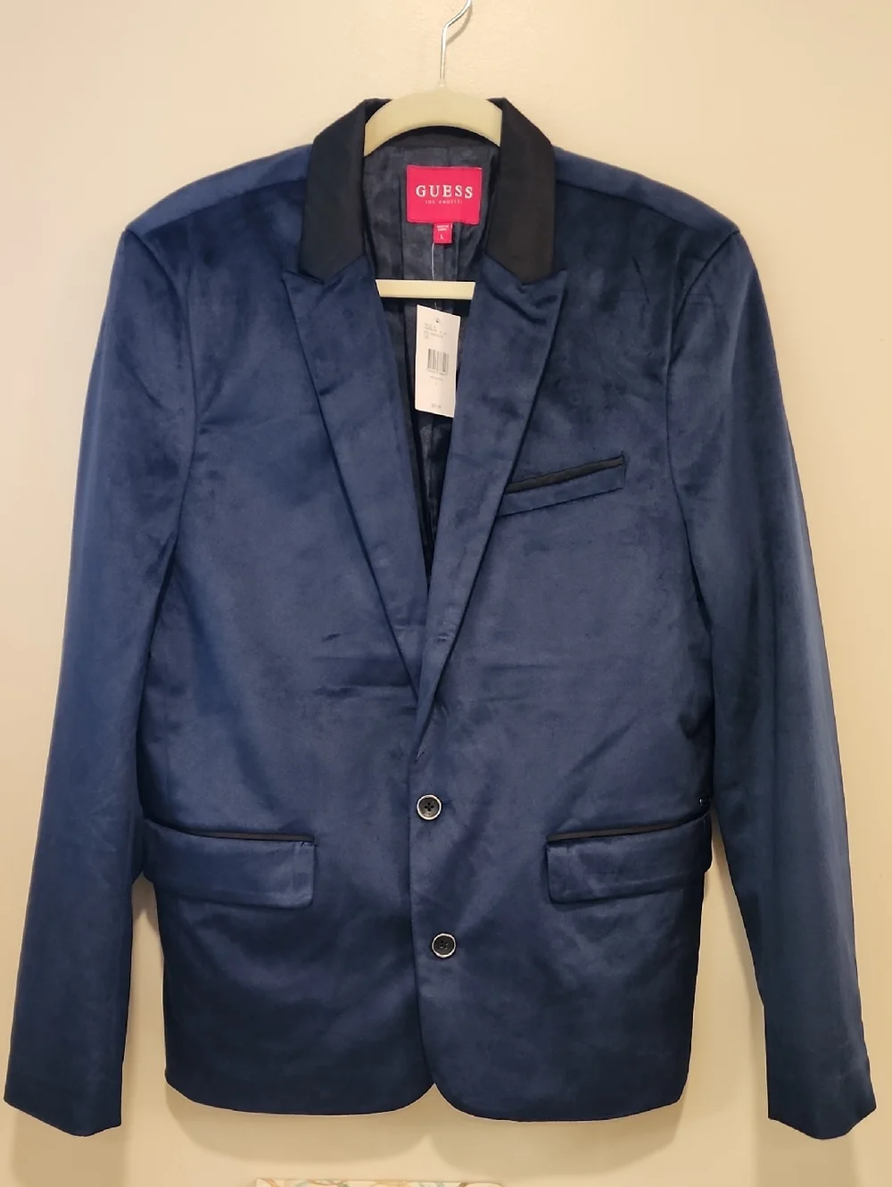 Guess Los Angeles Royal Velvet Blazer Men's Navy Blue/Black Dinner Jacket size L